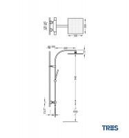 MEDIDAS CONJUNTO DUCHA TERMOSTATICA PROJECT TRES GRIFERIA